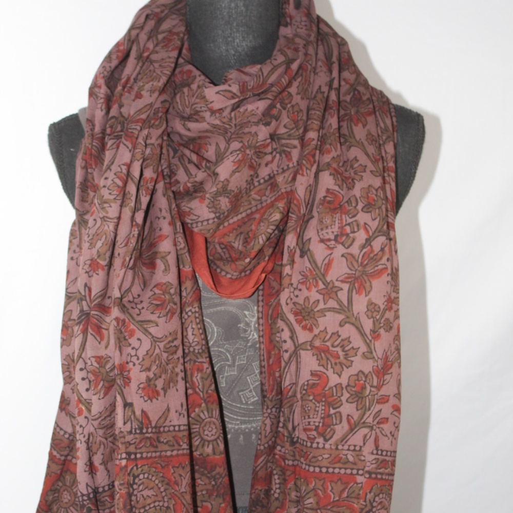 Beautiful Mauve, Bright Rust and Brown India Print Long Sarong - Picture 3 of 3
